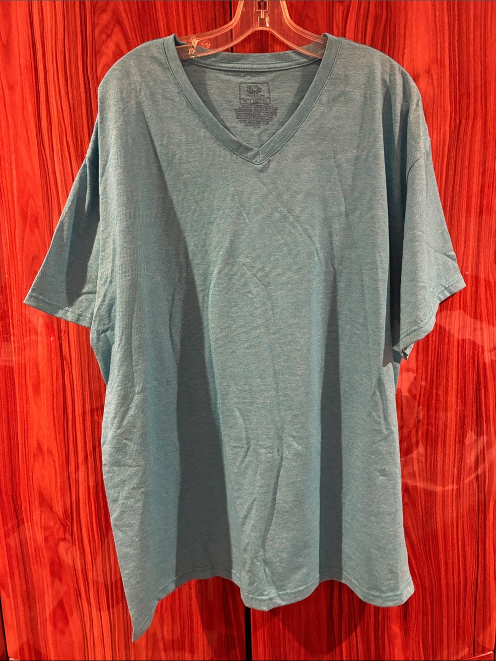 Fruit of the Loom Men's V-Neck Short Sleeve Tee in Teal Blue